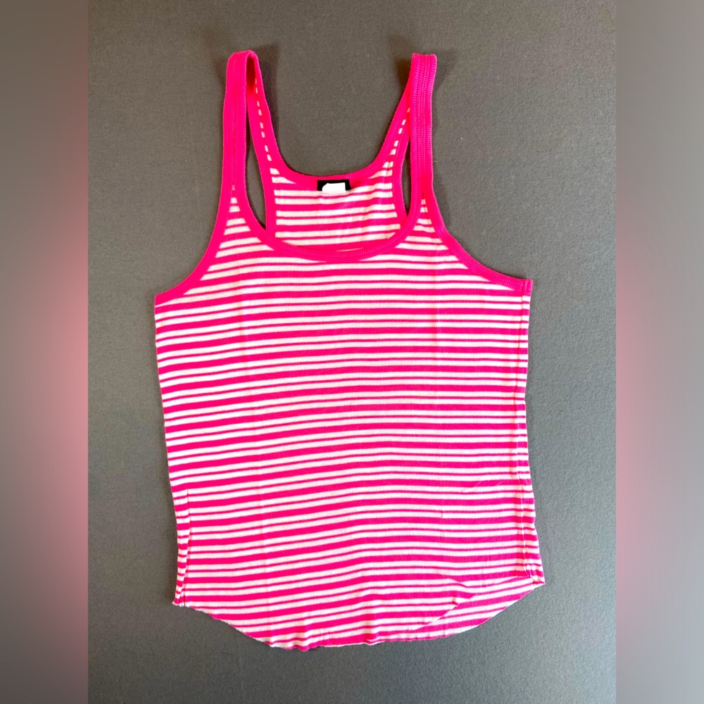 J. Crew Hot pink and White Stripe Cotton tank top Size XL